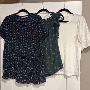 LOFT Bundle Women's Dark Green, White, and Navy Blouses